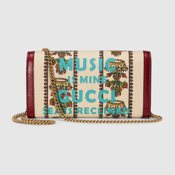 SOLD! Gucci 100 Centennial Collection Chain Wallet in Ivory Jacquard *RARE* - Picture 10 of 12